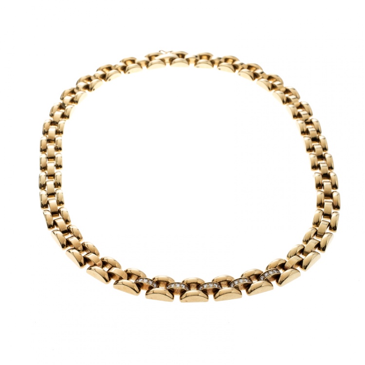 Pre Owned Chopard La Strada Diamond 18K Yellow Gold Chain Link Necklace
