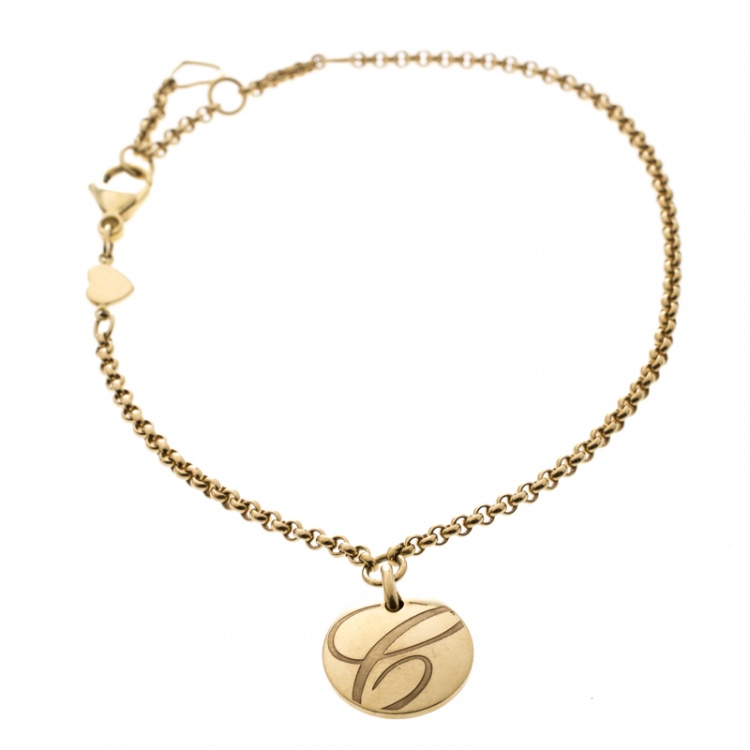 Pre Owned Chopard Chopardissimo 18k Yellow Gold Charm Bracelet 21cm