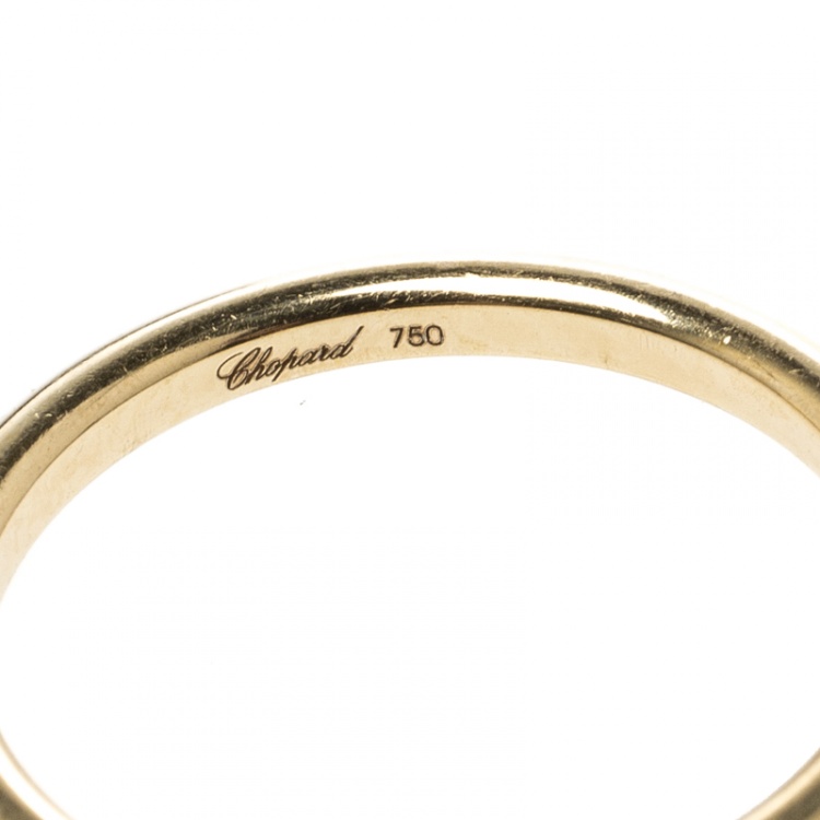 Pre Owned Chopard Chopardissimo 18k Yellow Gold Heart Charm Ring Size 56