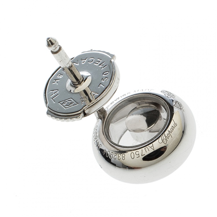 Pre Owned Chopard Happy Diamonds Icons 18k White Gold Stud Earrings