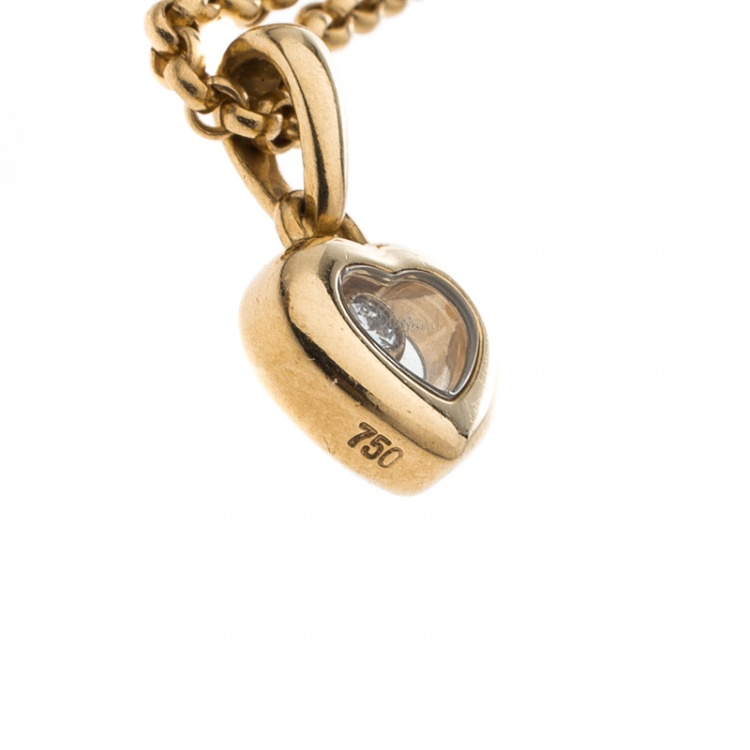 Pre Owned Chopard Happy Heart Diamond & 18k Yellow Gold Pendant Necklace