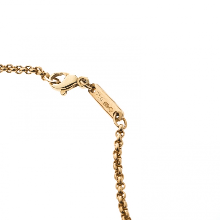 Pre Owned Chopard Happy Heart Diamond & 18k Yellow Gold Pendant Necklace