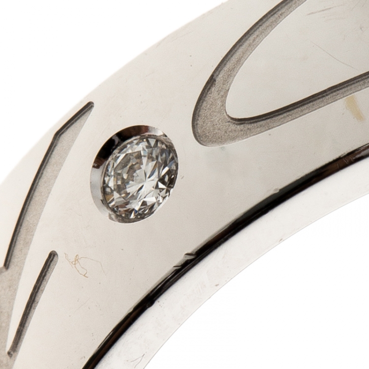 Pre Owned Chopard Chopardissimo Diamond & 18k White Gold Band Ring Size 52