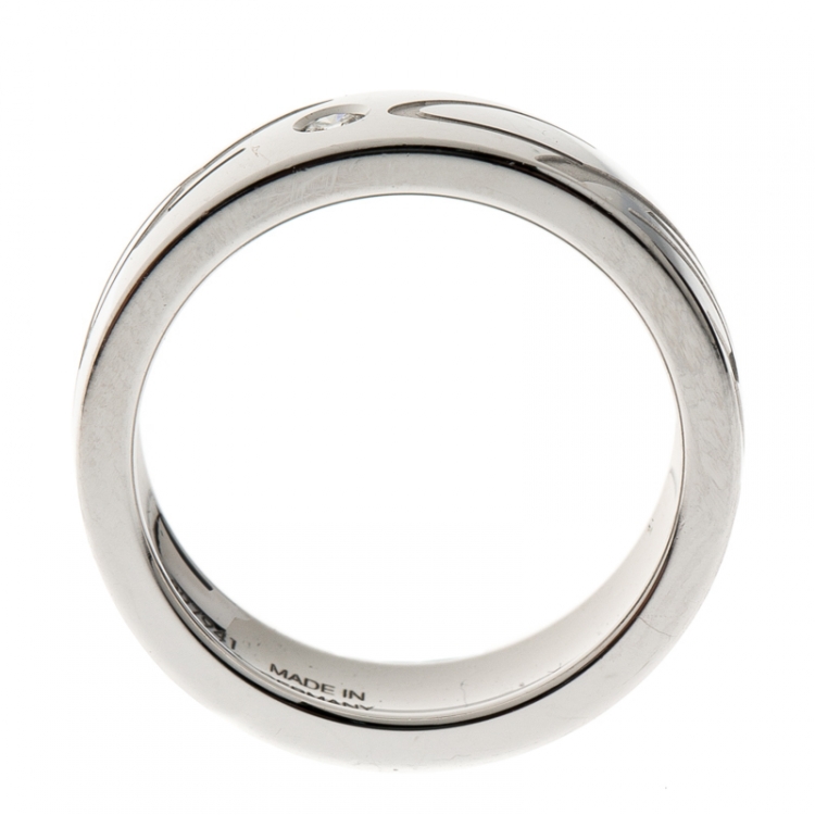 Pre Owned Chopard Chopardissimo Diamond & 18k White Gold Band Ring Size 52