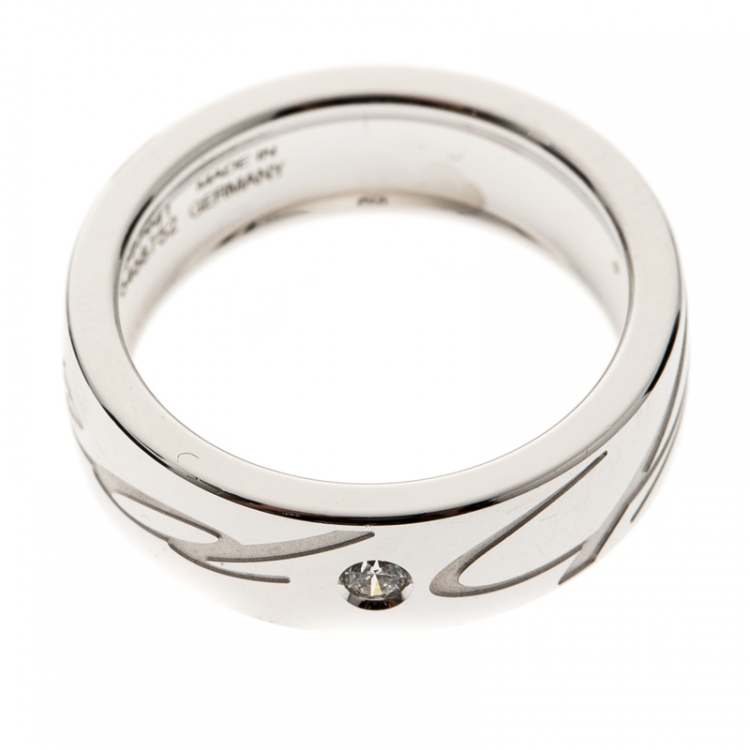 Pre Owned Chopard Chopardissimo Diamond & 18k White Gold Band Ring Size 52