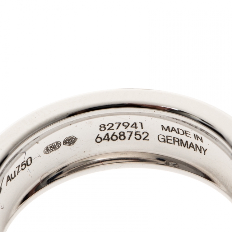 Pre Owned Chopard Chopardissimo Diamond & 18k White Gold Band Ring Size 52