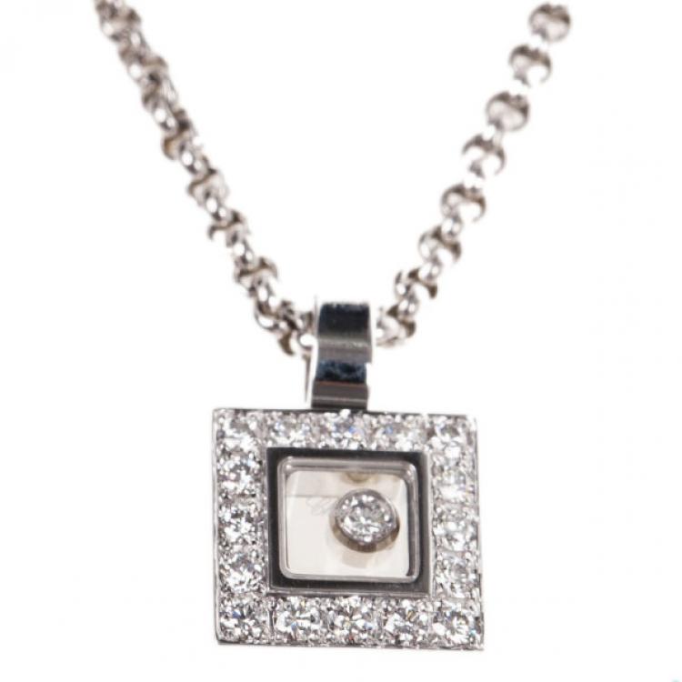 Pre Owned Chopard Happy Diamonds Icons 18K White Gold and Diamonds Pendant