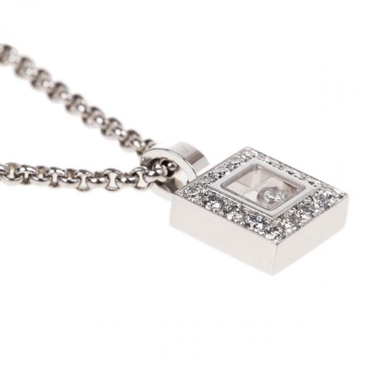 Pre Owned Chopard Happy Diamonds Icons 18K White Gold and Diamonds Pendant