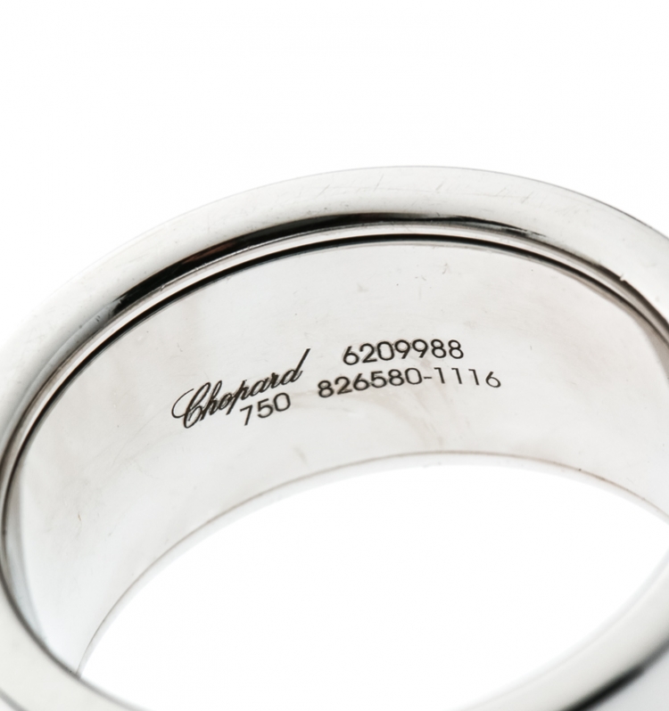 Pre Owned Chopard Chopardissimo The Revolving Signature 18k White Gold Band Ring Size 59