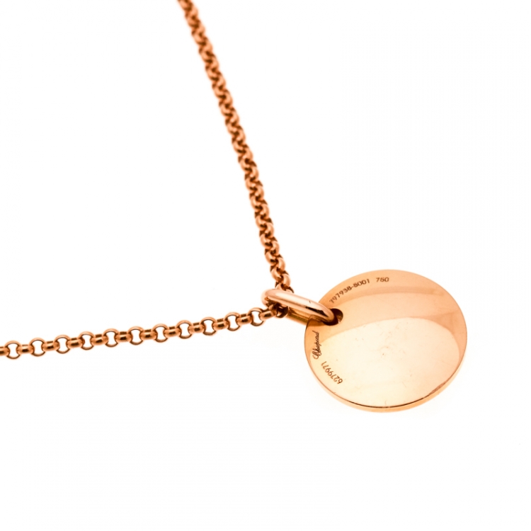 Pre Owned Chopard Chopardissimo 18k Rose Gold Round Pendant Necklace