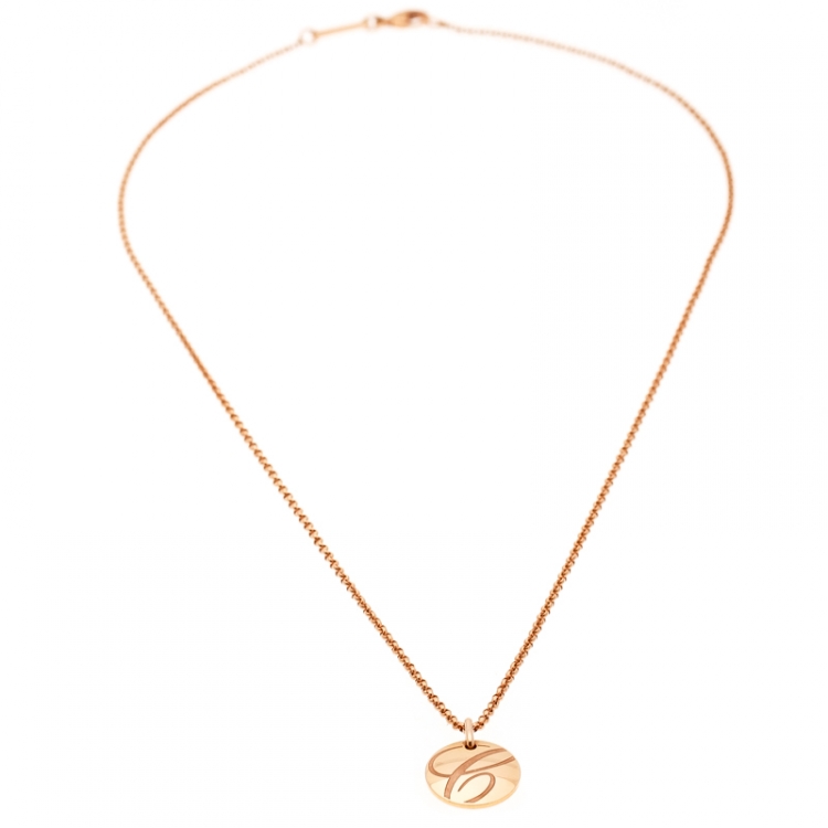 Pre Owned Chopard Chopardissimo 18k Rose Gold Round Pendant Necklace
