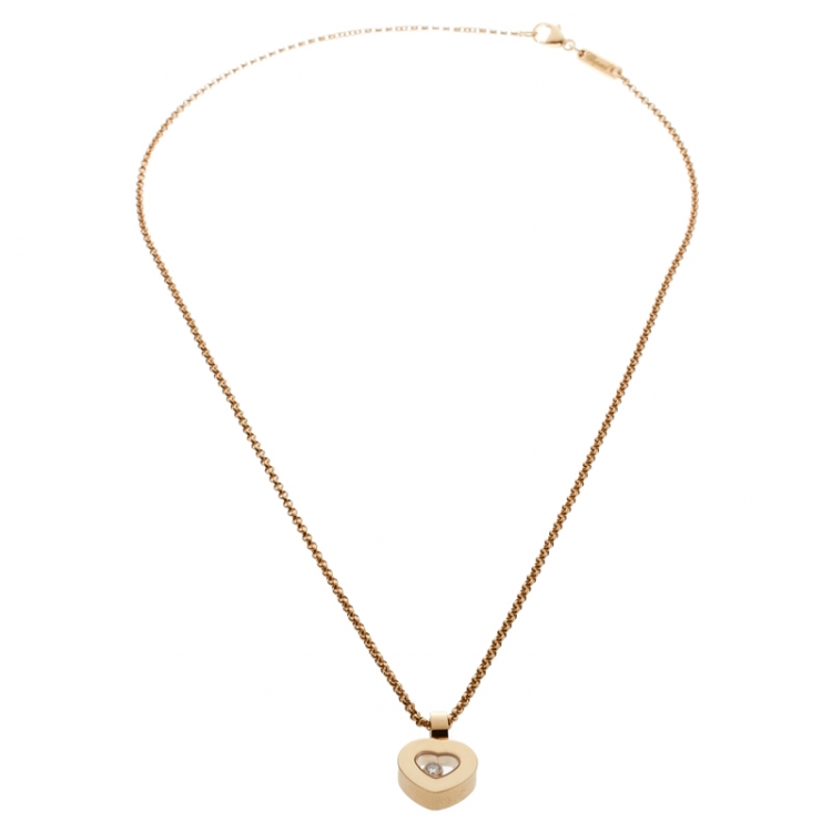 Pre Owned Chopard Happy Diamond Icon Heart 18k Yellow Gold Pendant Necklace