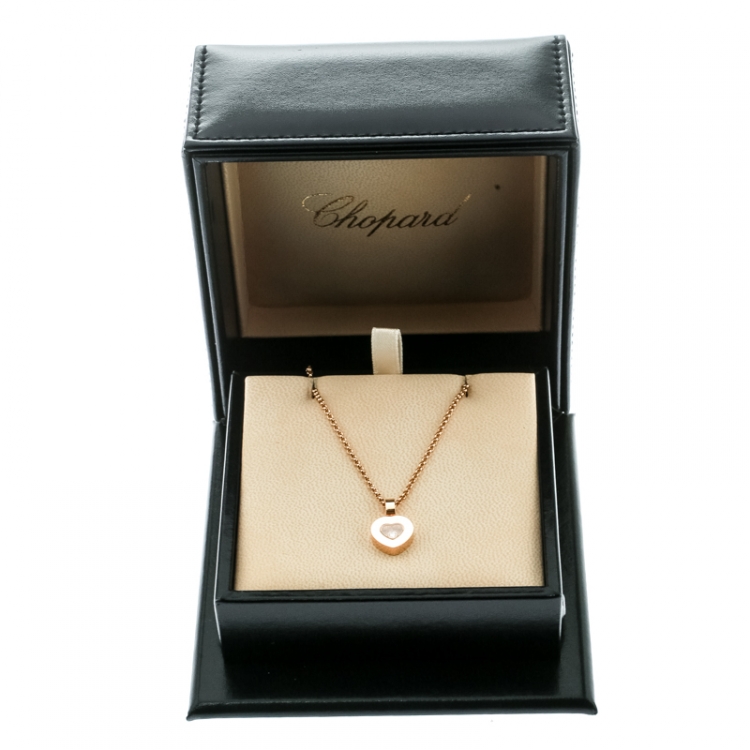 Pre Owned Chopard Happy Diamond Icon Heart 18k Yellow Gold Pendant Necklace