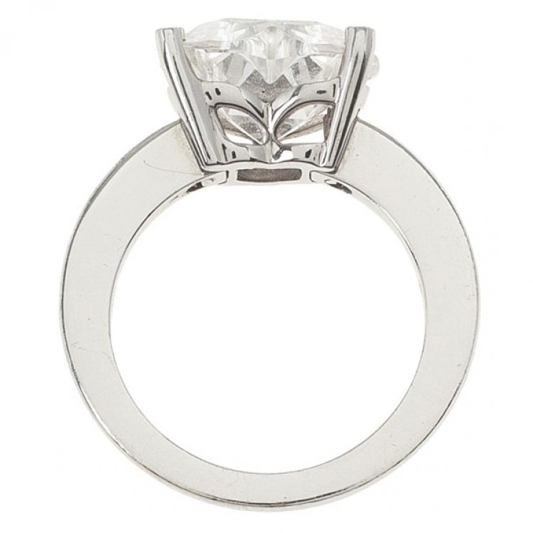 Pre Owned Chopard 18kt White Gold So Happy Rock Crystal Diamond Ring Size 52.5