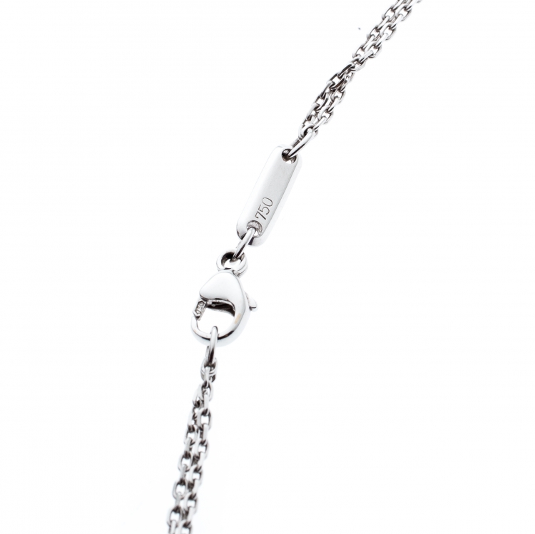 Pre Owned Chopard Happy Spirit Diamond 18K White Gold Pendant Double Chain Necklace