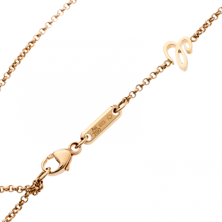 Pre Owned Chopard Happy Hearts Diamond 18k Rose Gold Pendant Necklace