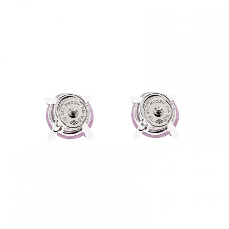 Pre Owned Chopard So Happy Pink Stone Diamond 18k White Gold Stud Earrings