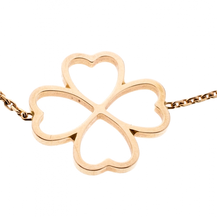 Pre Owned Chopard Happy Diamond Clover 18k Rose Gold Station Bracelet