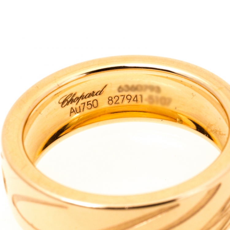 Pre Owned Chopard Chopardissimo Diamond 18k Rose Gold Band Ring Size 50 