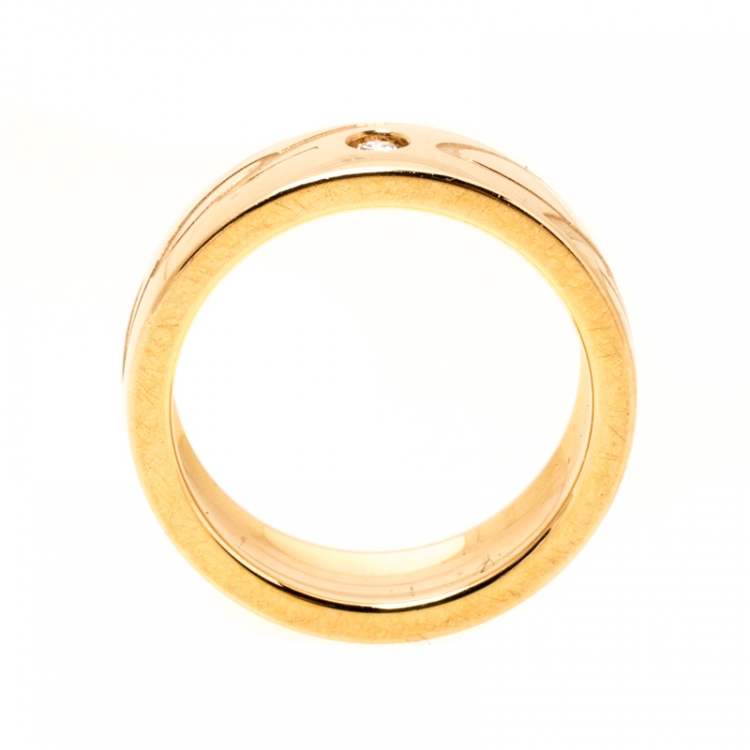 Pre Owned Chopard Chopardissimo Diamond 18k Rose Gold Band Ring Size 50 