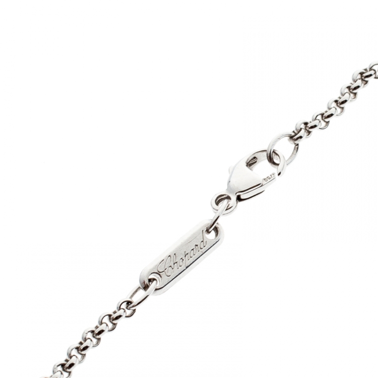 Pre Owned Chopard Happy Diamond Clover Motif 18k White Gold Bracelet