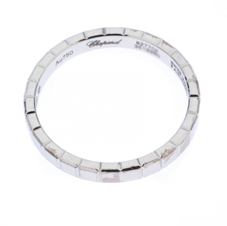 Pre Owned Chopard Ice Cube 18K White Gold Band Ring Size 49