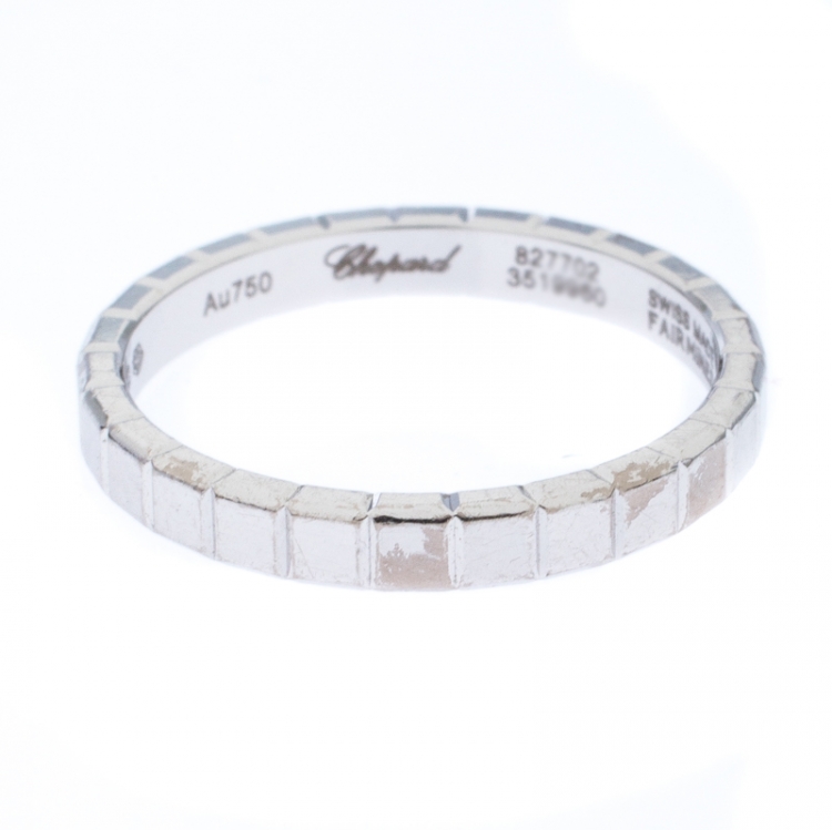 Pre Owned Chopard Ice Cube 18K White Gold Band Ring Size 49