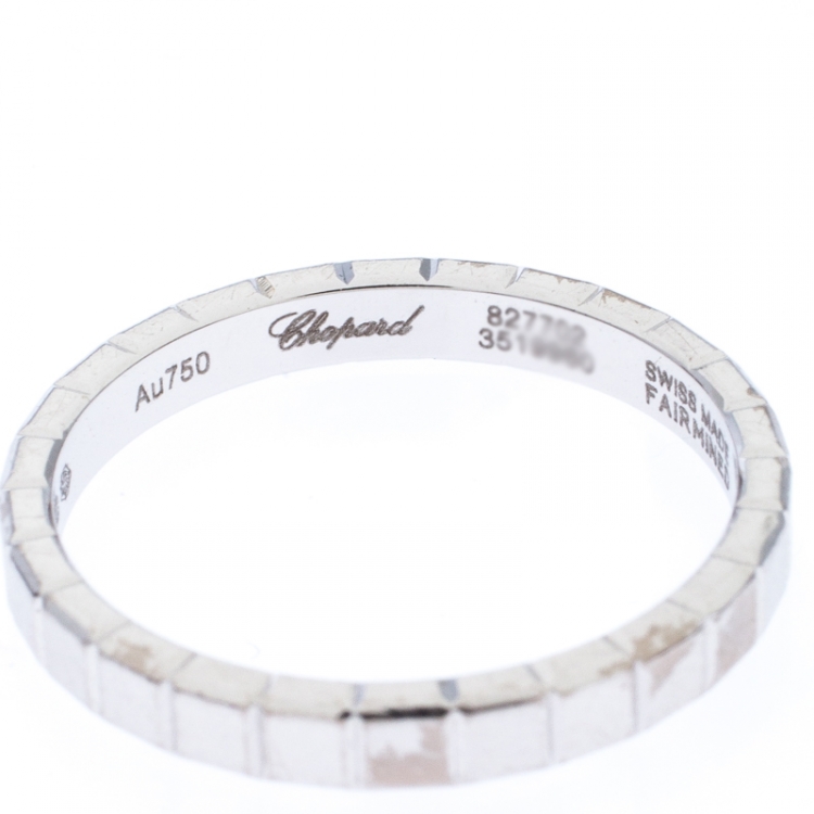Pre Owned Chopard Ice Cube 18K White Gold Band Ring Size 49