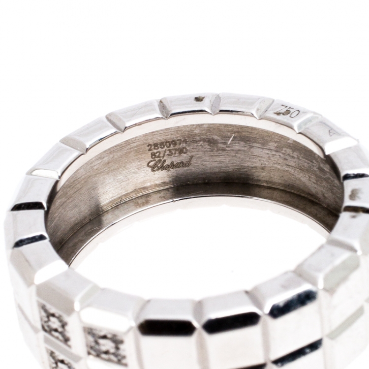 Pre Owned Chopard Diamond 18K White Gold Ice Cube Ring Size 56
