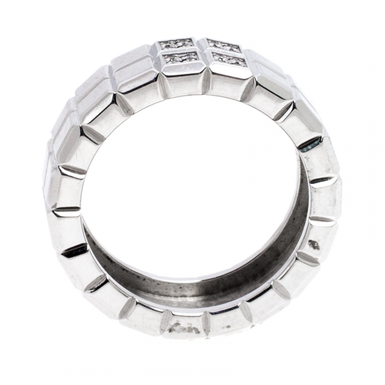 Pre Owned Chopard Diamond 18K White Gold Ice Cube Ring Size 56