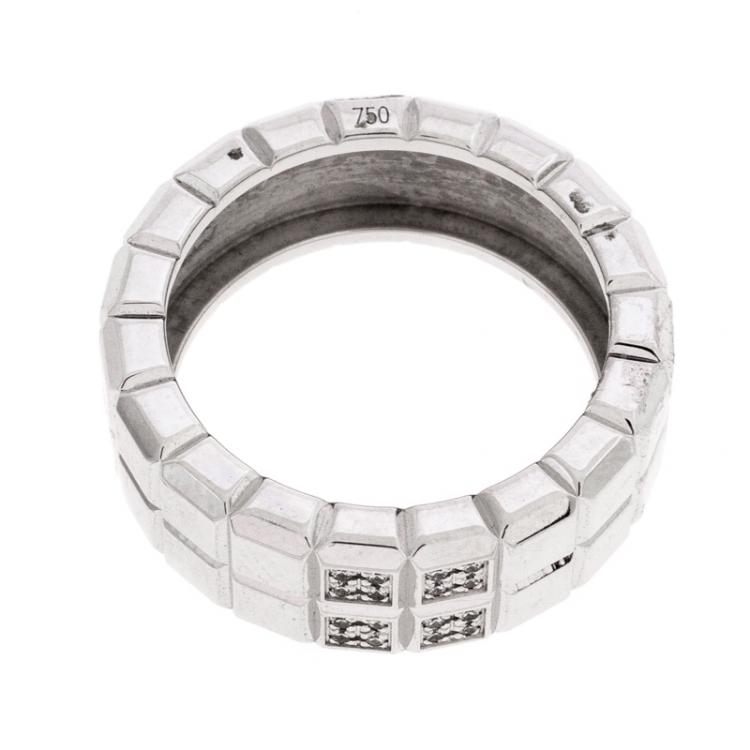 Pre Owned Chopard Diamond 18K White Gold Ice Cube Ring Size 56