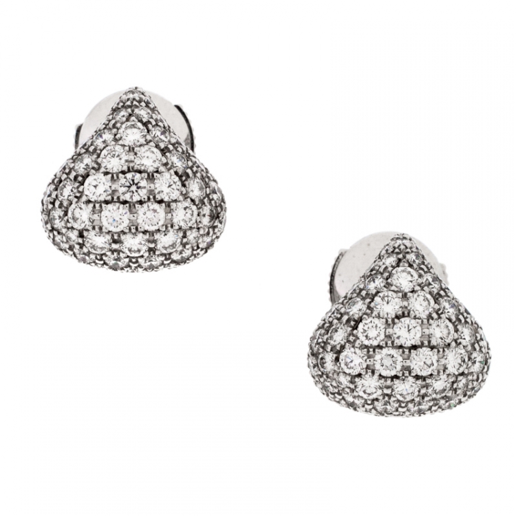 مملوكة مسبقًا Chopard Diamond 18k White Gold Stud Earrings