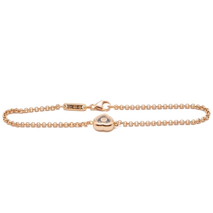 Pre Owned Chopard Happy Diamond Rose Gold Icon Bracelet Size 18
