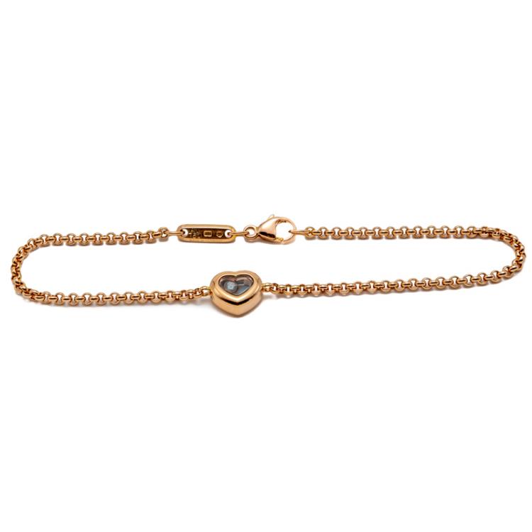Pre Owned Chopard Happy Diamond Rose Gold Icon Bracelet Size 18