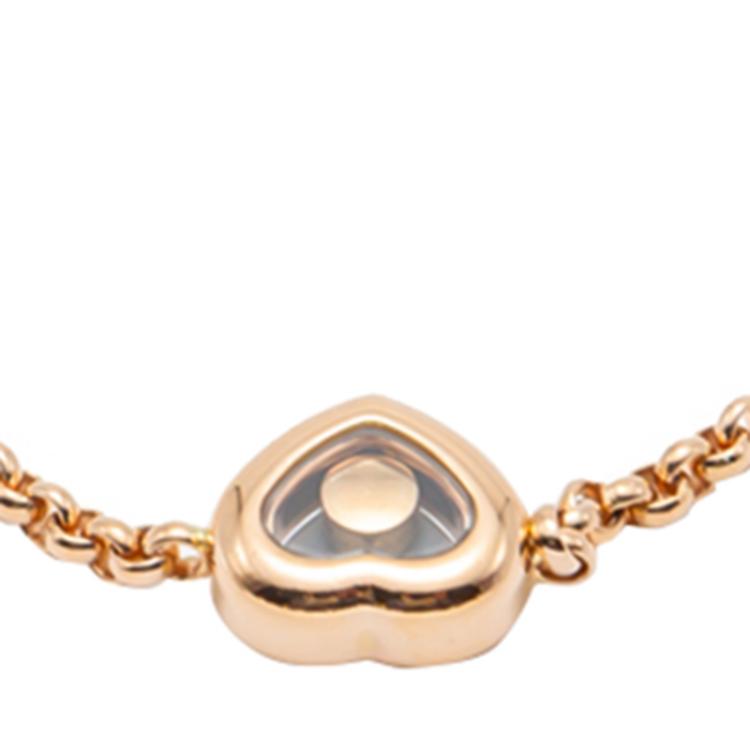 Pre Owned Chopard Happy Diamond Rose Gold Icon Bracelet Size 18