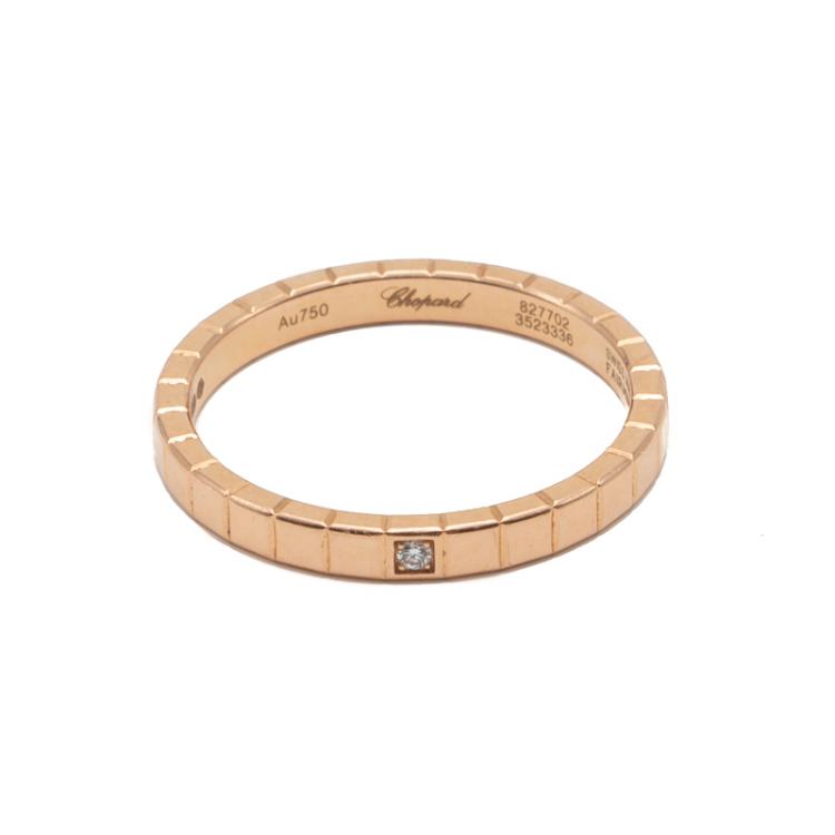 Pre Owned Chopard Rose Gold Ice Cube 1 Diamond Ring Size 56