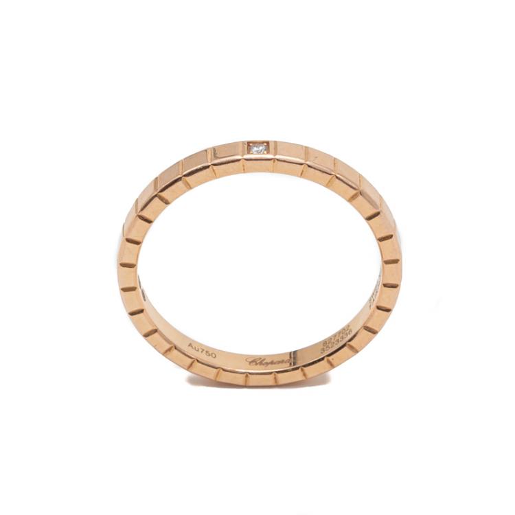 Pre Owned Chopard Rose Gold Ice Cube 1 Diamond Ring Size 56