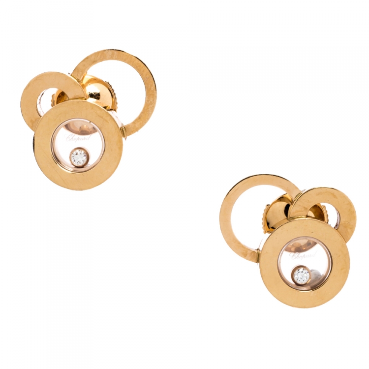Pre Owned Chopard Happy Bubbles Diamond 18K Rose Gold Stud Earrings