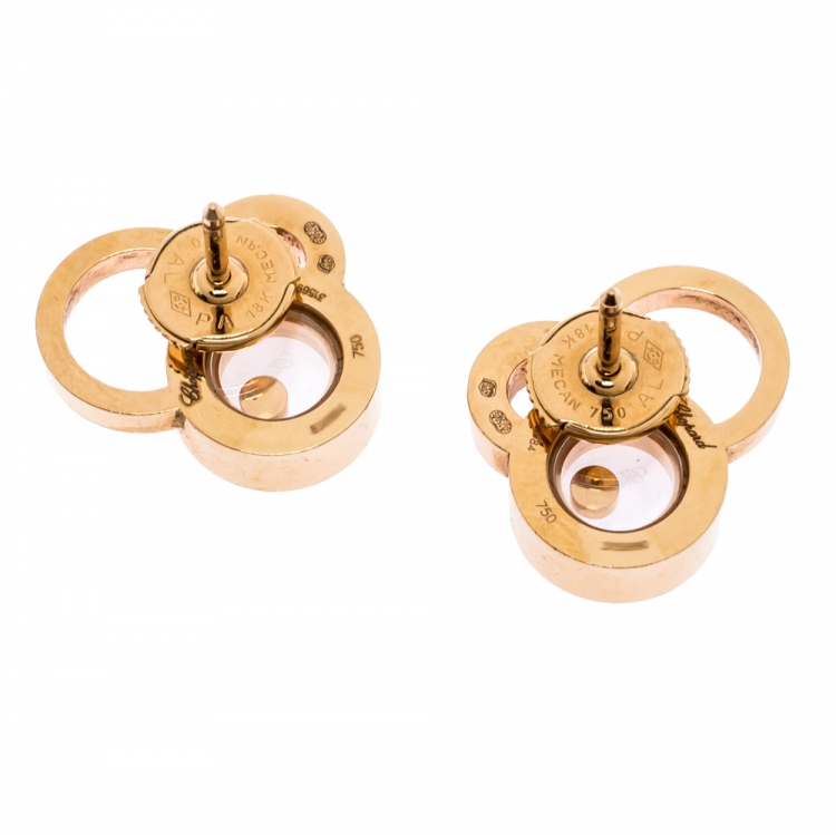 Pre Owned Chopard Happy Bubbles Diamond 18K Rose Gold Stud Earrings