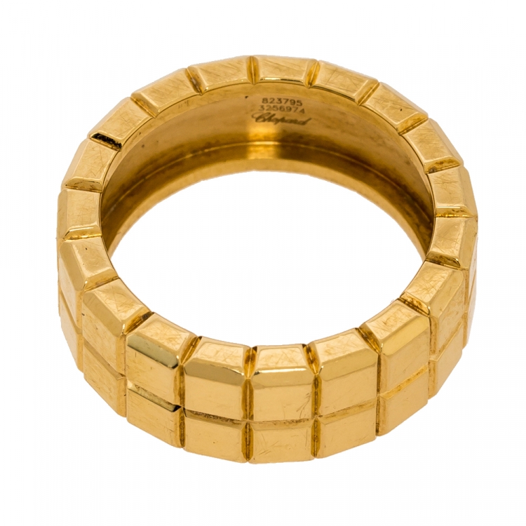 Pre Owned Chopard Ice Cube 18K Yellow Gold Band Ring Size 55