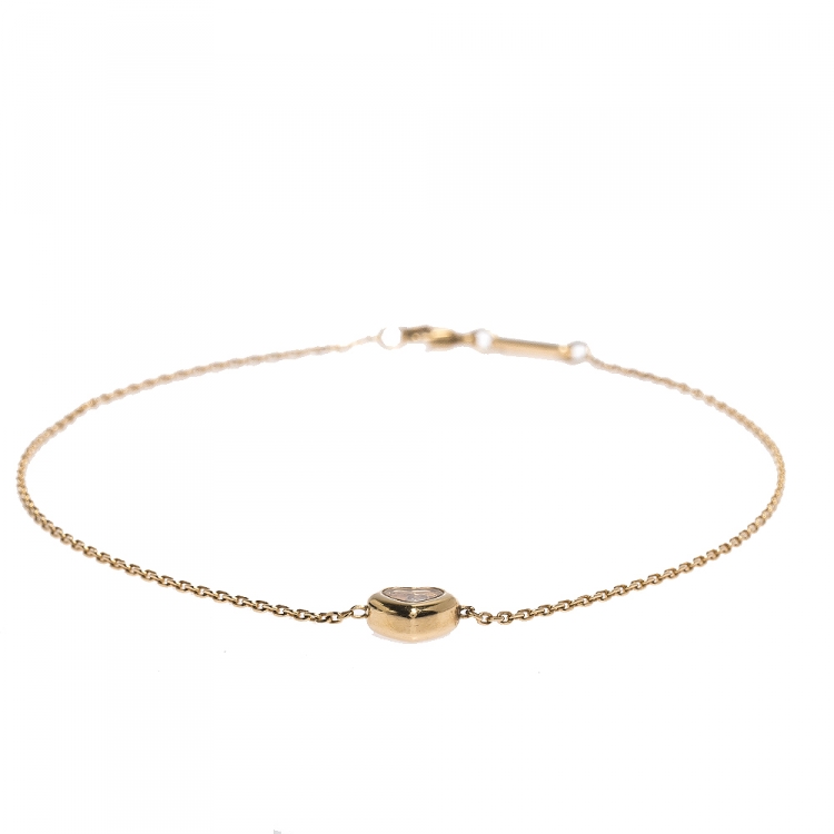 Pre Owned Chopard Happy Heart Diamond 18K Yellow Gold Chain Link Anklet 