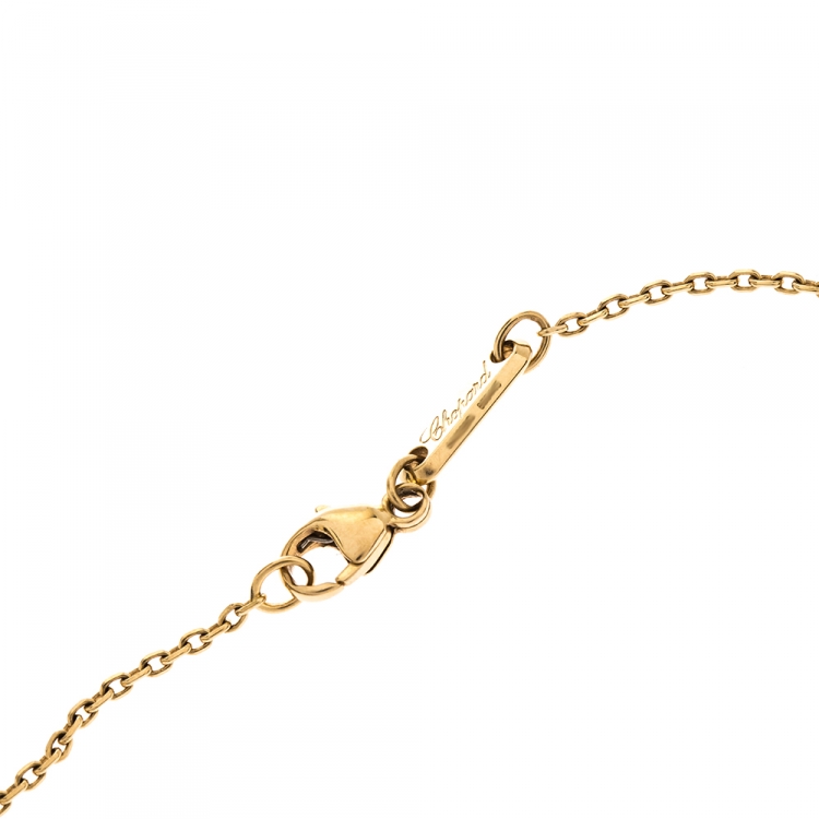 Pre Owned Chopard Happy Heart Diamond 18K Yellow Gold Chain Link Anklet 