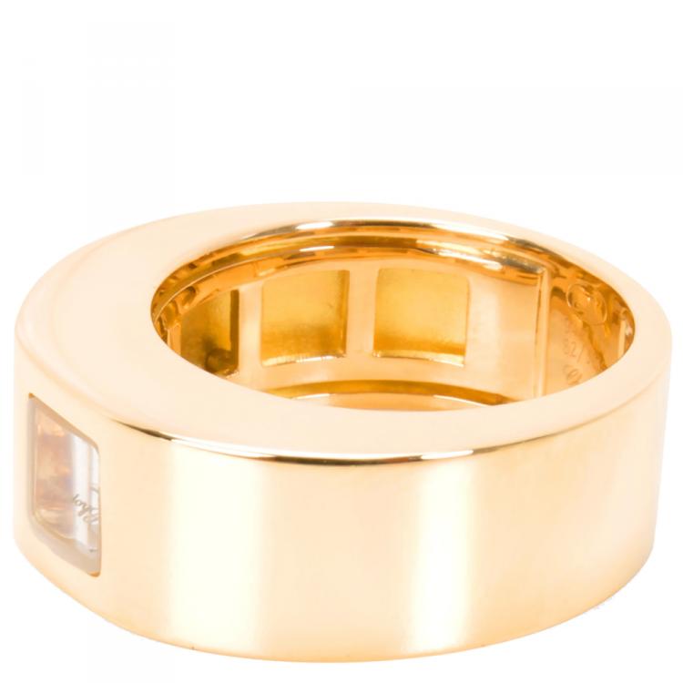 Pre Owned Chopard Happy 0.05 CT Diamond 18K Yellow Gold Ring Size 52
