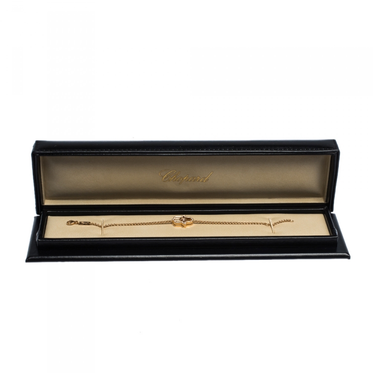 Pre Owned Chopard Happy Diamond Good Luck Charm Hamsa Hand 18K Rose Gold Bracelet
