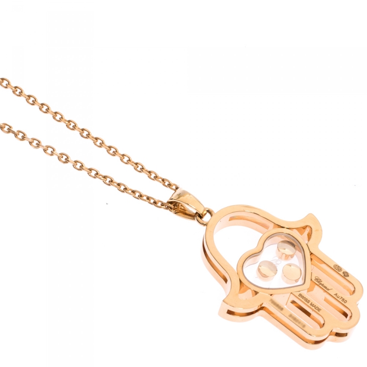 Pre Owned Chopard Happy Diamonds Good Luck Charm 18K Rose Gold Pendant Necklace