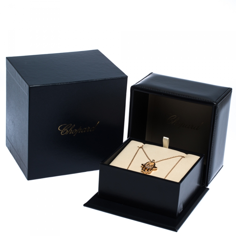 Pre Owned Chopard Happy Diamonds Good Luck Charm 18K Rose Gold Pendant Necklace