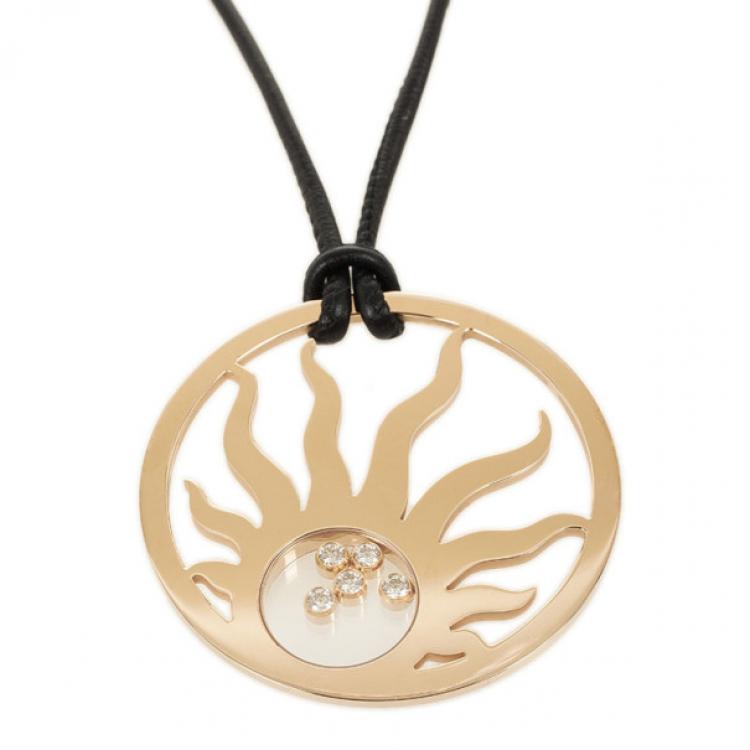 Pre Owned Chopard 18 K Rose Gold Happy Sun Diamond Necklace