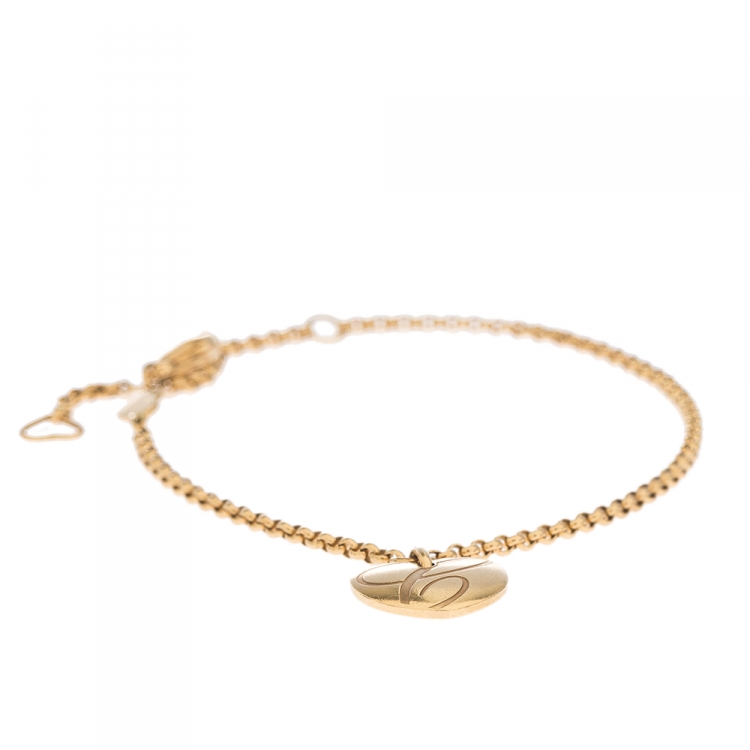 Pre Owned Chopard Chopardissimo 18K Yellow Gold Heart Charm Bracelet