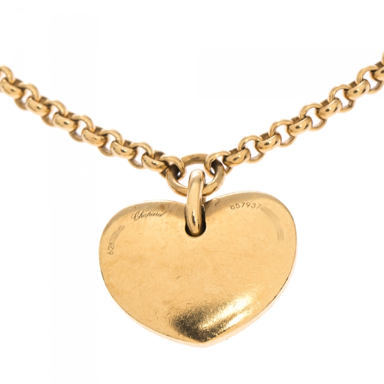 Pre Owned Chopard Chopardissimo 18K Yellow Gold Heart Charm Bracelet