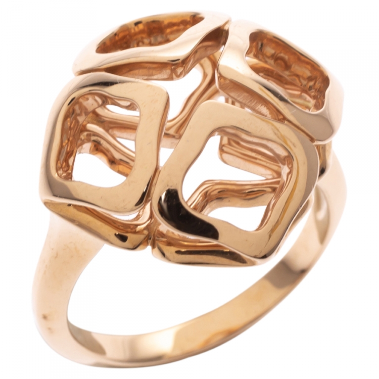 Pre Owned Chopard Imperiale Openwork 18K Rose Gold Cocktail Ring Size 50.5